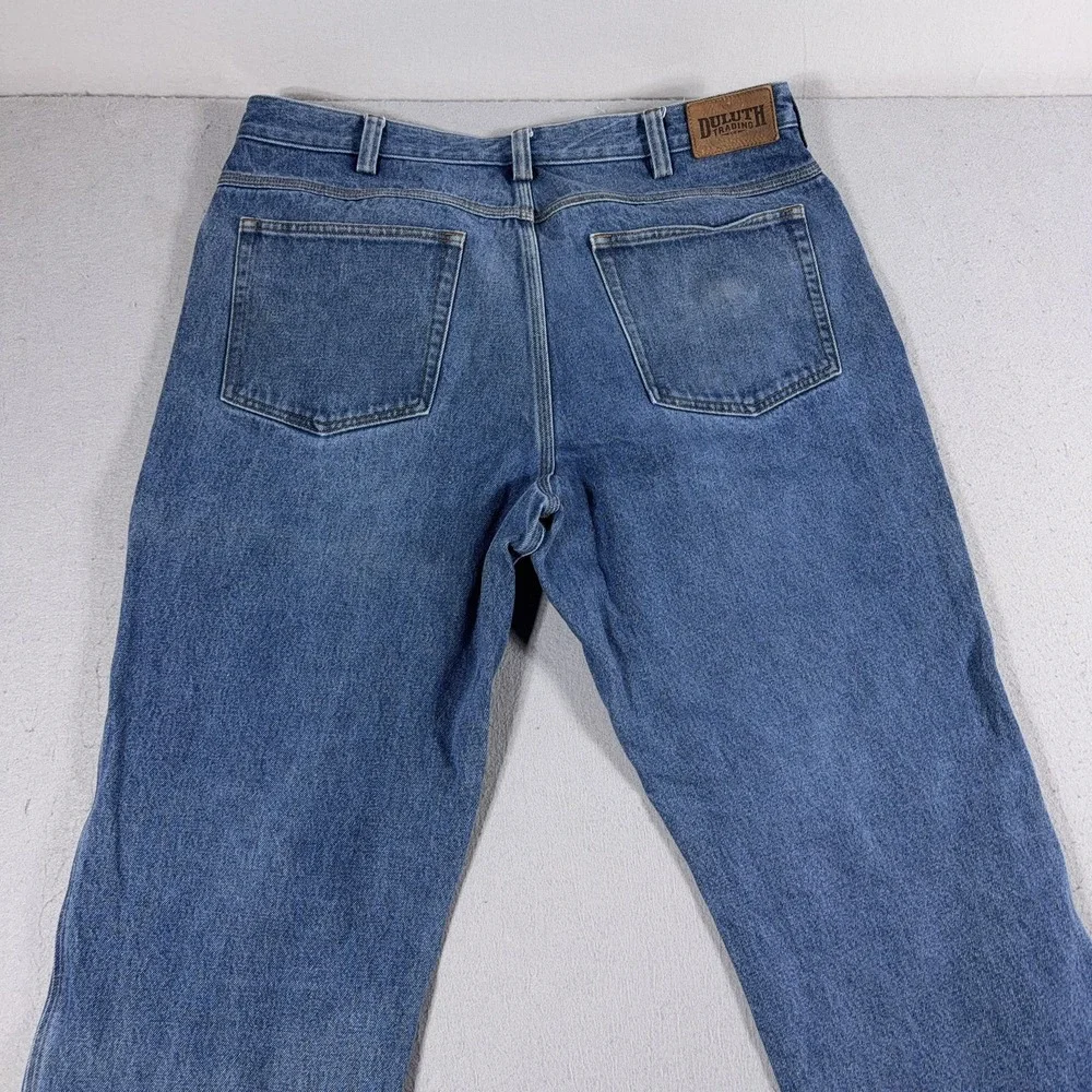 Duluth Trading Jeans Mens 38x32 Blue Denim Straight‎ Leg Work Pants Casual